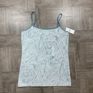 Ann Taylor LOFT teal Cami TankTop Lace Overlay NWT